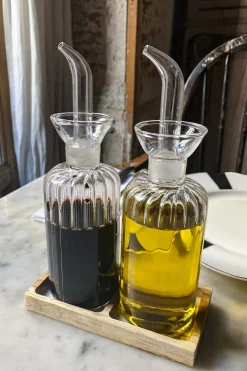 Cristina Oria Accesorios De Mesa^Aceitera Y Vinagrera Con Base De Madera