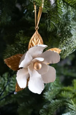 Cristina Oria Piezas Decorativas^Adorno Dorado Y Blanco Flor Magnolia