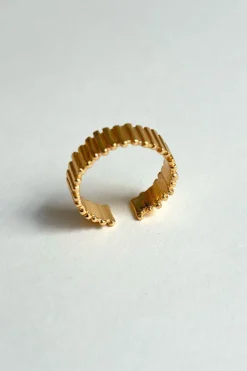 Cristina Oria Joyas Co|Joyas Co^Anillo Dorado Ajustable Con Diseño Irregular