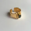 Cristina Oria Joyas Co|Joyas Co^Anillo Dorado Ajustable Con Labradorita Grisácea