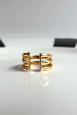 Cristina Oria Joyas Co|Joyas Co^Anillo Dorado Ajustable Con Diseño De Tres Argollas