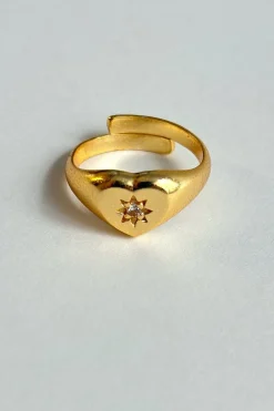 Cristina Oria Joyas Co|Joyas Co^Anillo Dorado Ajustable Con Diseño Corazón