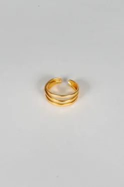 Cristina Oria Joyas Co|Joyas Co^Anillo Dorado Ajustable Con Diseño De Tres Argollas
