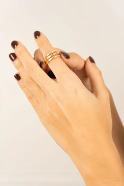 Cristina Oria Joyas Co|Joyas Co^Anillo Dorado Ajustable Con Diseño De Tres Argollas
