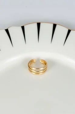 Cristina Oria Joyas Co|Joyas Co^Anillo Dorado Ajustable Con Diseño De Tres Argollas