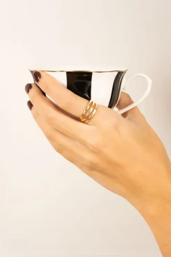 Cristina Oria Joyas Co|Joyas Co^Anillo Dorado Ajustable Con Diseño De Tres Argollas