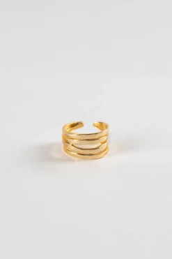 Cristina Oria Joyas Co|Joyas Co^Anillo Dorado Ajustable Con Diseño De Cuatro Argollas