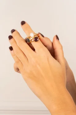 Cristina Oria Joyas Co|Joyas Co^Anillo Dorado Con Piedras De Colores