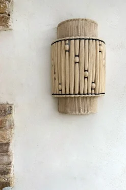 Cristina Oria Lámparas^Aplique De Pared De Yute Y Algodón Con Detalles Negros