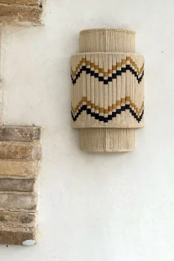 Cristina Oria Lámparas^Aplique De Pared De Yute Y Algodón Con Detalles Negros Y Mostaza