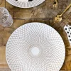 Cristina Oria Platos Y Bajoplatos^Bajoplato Blanco & Dorado Con Diseño Geométrico Rombos