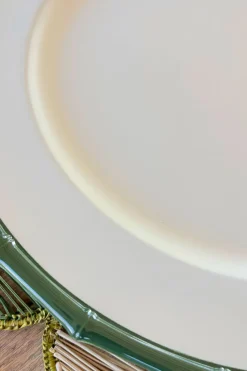Cristina Oria Platos Y Bajoplatos^Bajoplato Blanco Con Borde Diseño Bambú Verde