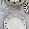 Cristina Oria Platos Y Bajoplatos^Bajoplato Blanco Con Borde Dorado Y Árboles