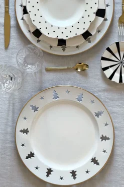 Cristina Oria Platos Y Bajoplatos^Bajoplato Blanco Con Borde Dorado Y Árboles