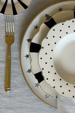 Cristina Oria Platos Y Bajoplatos^Bajoplato Blanco Con Borde Dorado Y Árboles