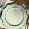 Cristina Oria Platos Y Bajoplatos^Bajoplato Blanco Con Borde Ondulado Verde