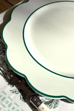 Cristina Oria Platos Y Bajoplatos^Bajoplato Blanco Con Borde Ondulado Verde