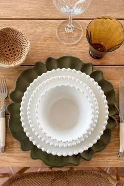 Cristina Oria Platos Y Bajoplatos^Bajoplato Con Diseño De Flor Verde Oliva