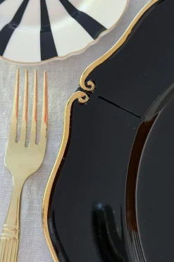Cristina Oria Platos Y Bajoplatos^Bajoplato Negro Con Borde Dorado