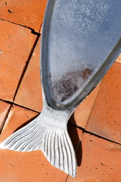 Cristina Oria Bandejas^Bandeja Alargada Plateada Diseño Pez