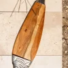 Cristina Oria Bandejas^Bandeja Alargada Plateada Y De Madera Diseño Pez