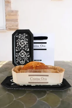 Cristina Oria Cajas Y Bolsas Gourmet|Cajas Y Bolsas Gourmet^Bandeja Con Flores Pintadas & Bizcocho En Bolsa