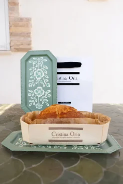 Cristina Oria Cajas Y Bolsas Gourmet|Cajas Y Bolsas Gourmet^Bandeja Con Flores Pintadas & Bizcocho En Bolsa