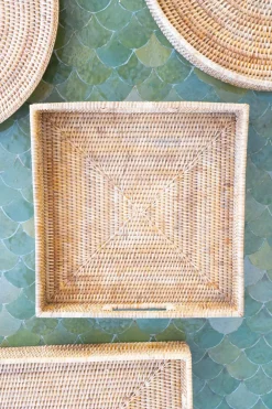 Cristina Oria Bandejas^Bandeja Cuadrada De Ratán Con Asas