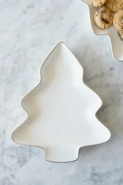 Cristina Oria Bandejas^Bandeja De Cerámica Con Borde Dorado Diseño Árbol