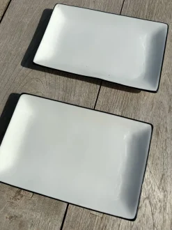 Cristina Oria Bandejas^Bandeja Grande De Porcelana Blanca Con Filo Negro