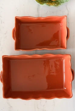 Cristina Oria Bandejas^Bandeja Horno Con Borde Ondulado Terracota