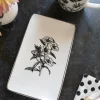 Cristina Oria Bandejas^Bandeja Negra Y Blanca Con Diseño De Flores
