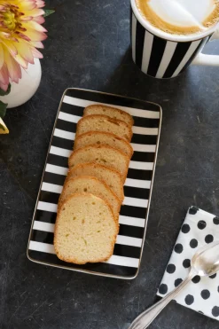 Cristina Oria Bandejas^Bandeja Negra Y Blanca Con Diseño De Rayas