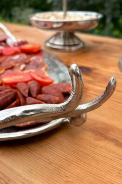 Cristina Oria Bandejas^Bandeja Oval Plateada Con Asas Cuernos Ciervo