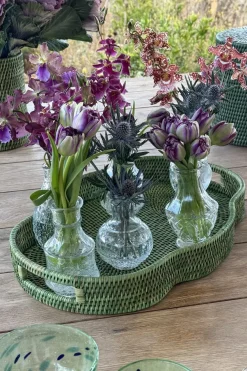 Cristina Oria Bandejas^Bandeja Ovalada De Ratán Con Asas Verde