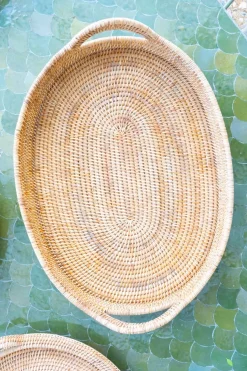 Cristina Oria Bandejas^Bandeja Ovalada De Ratán Con Asas