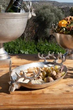 Cristina Oria Bandejas^Bandeja Ovalada Plateada Con Diseño De Ciervos