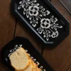 Cristina Oria Bandejas^Bandeja Pequeña Rectangular Negra Con Flores Blancas Pintadas