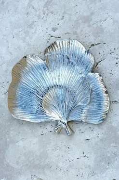 Cristina Oria Bandejas^Bandeja Plateada Con Diseño De Hoja De Ginkgo Pequeña