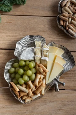 Cristina Oria Bandejas^Bandeja Plateada Con Diseño De Hoja De Ginkgo Mediana