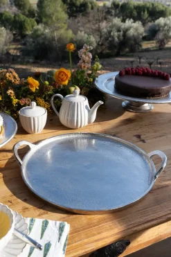 Cristina Oria Bandejas^Bandeja Plateada Redonda Con Asas