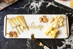 Cristina Oria Tablas|Bandejas^Bandeja Rectangular Cheese Mármol Blanco Co