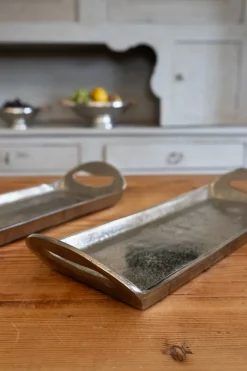 Cristina Oria Bandejas^Bandeja Rectangular Con Asas Plateada Pequeña