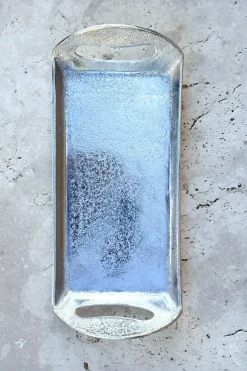 Cristina Oria Bandejas^Bandeja Rectangular Con Asas Plateada Pequeña