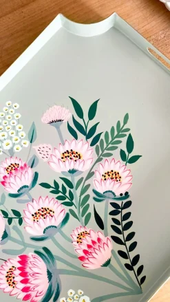 Cristina Oria Bandejas^Bandeja Rectangular Con Flores Pintadas A Mano
