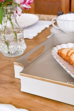 Cristina Oria Bandejas^Bandeja Rectangular Con Flores Pintadas A Mano