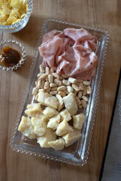 Cristina Oria Bandejas^Bandeja Rectangular Cristal Bolitas Grande