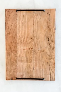 Cristina Oria Bandejas^Bandeja Rectangular De Madera Con Asas Negras