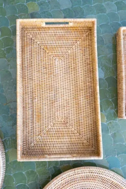 Cristina Oria Bandejas^Bandeja Rectangular De Ratán Con Asas Grande