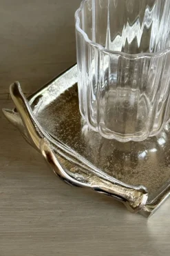 Cristina Oria Bandejas^Bandeja Rectangular Plateada Con Asas Cuernos Ciervo